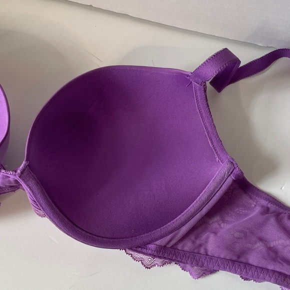 Victoria Secret Size  34DD Purple Lace Women's Bra Dream Angel Push - Up  Wired - Picture 6 of 9
